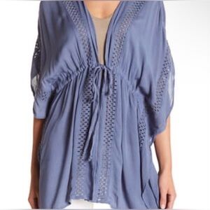 Elan is high end resortwear brand! Women's Crochet-Trim Tie-Front Top/Swim Cover